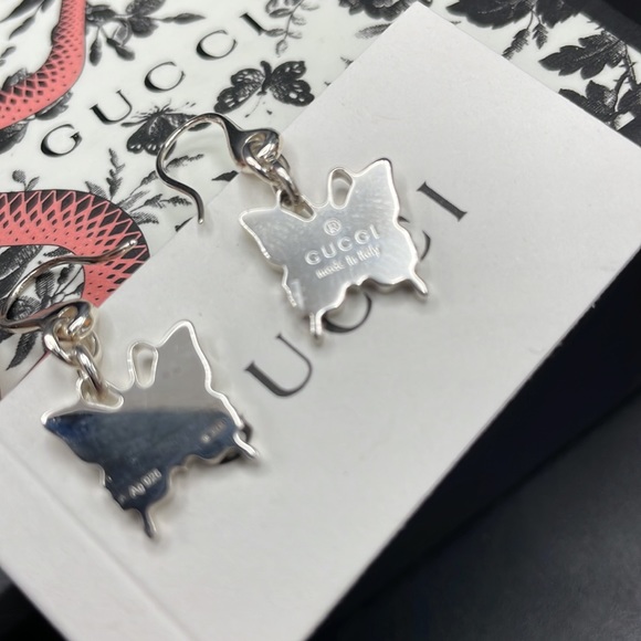 Gucci Butterfly Sterling Silver Dangling Earrings - Picture 8 of 8